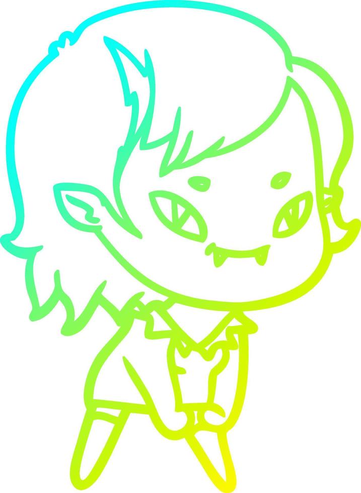 cold gradient line drawing cartoon friendly vampire girl vector