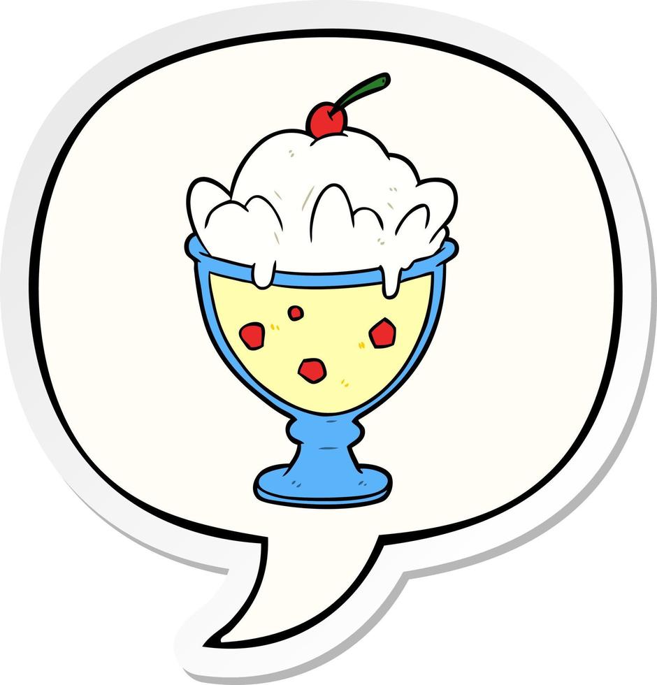 cartoon tasty dessert and speech bubble sticker vector