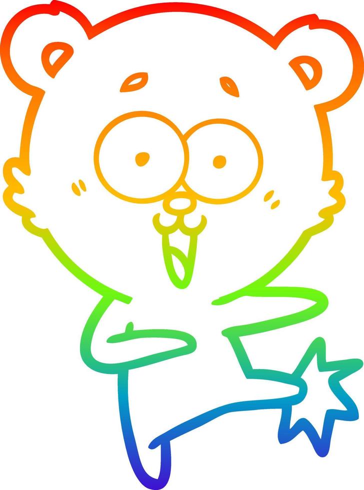 rainbow gradient line drawing laughing teddy  bear cartoon vector