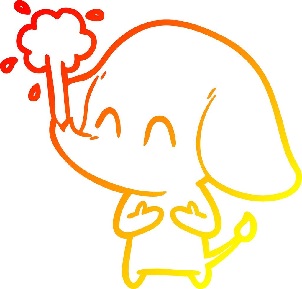warm gradient line drawing cute cartoon elephant spouting water vector
