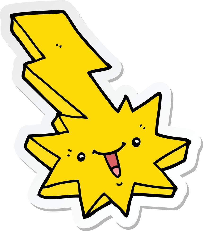 sticker of a cartoon lightning strike vector