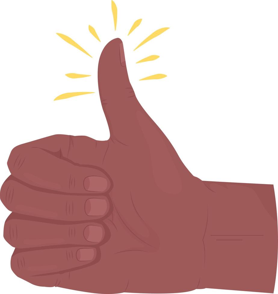 Like semi flat color vector hand gesture. Editable pose. Human body part on white. Thumb up. Approving and accept cartoon style illustration for web graphic design, animation, sticker pack