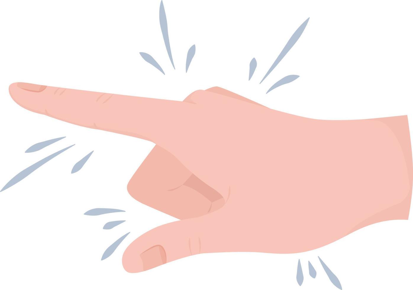 Pointing semi flat color vector hand gesture. Editable pose. Human body part on white. Showing way. Index finger cartoon style illustration for web graphic design, animation, sticker pack