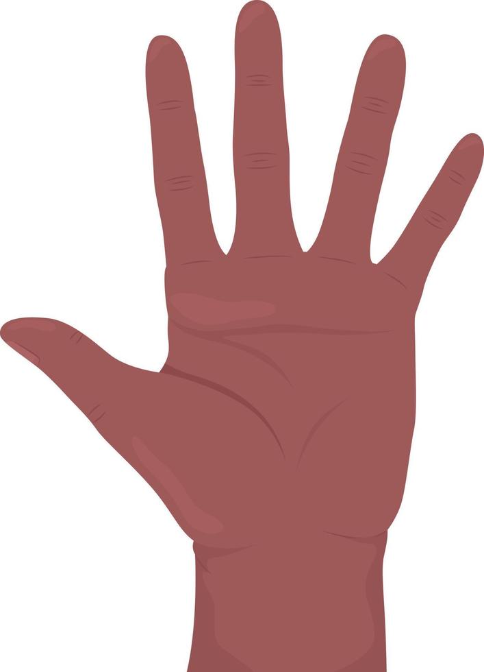 gesto de mano de vector de color semiplano con los dedos extendidos. pose editable. parte del cuerpo humano en blanco. ilustración de estilo de dibujos animados de saludo y reunión para diseño gráfico web, animación, paquete de pegatinas