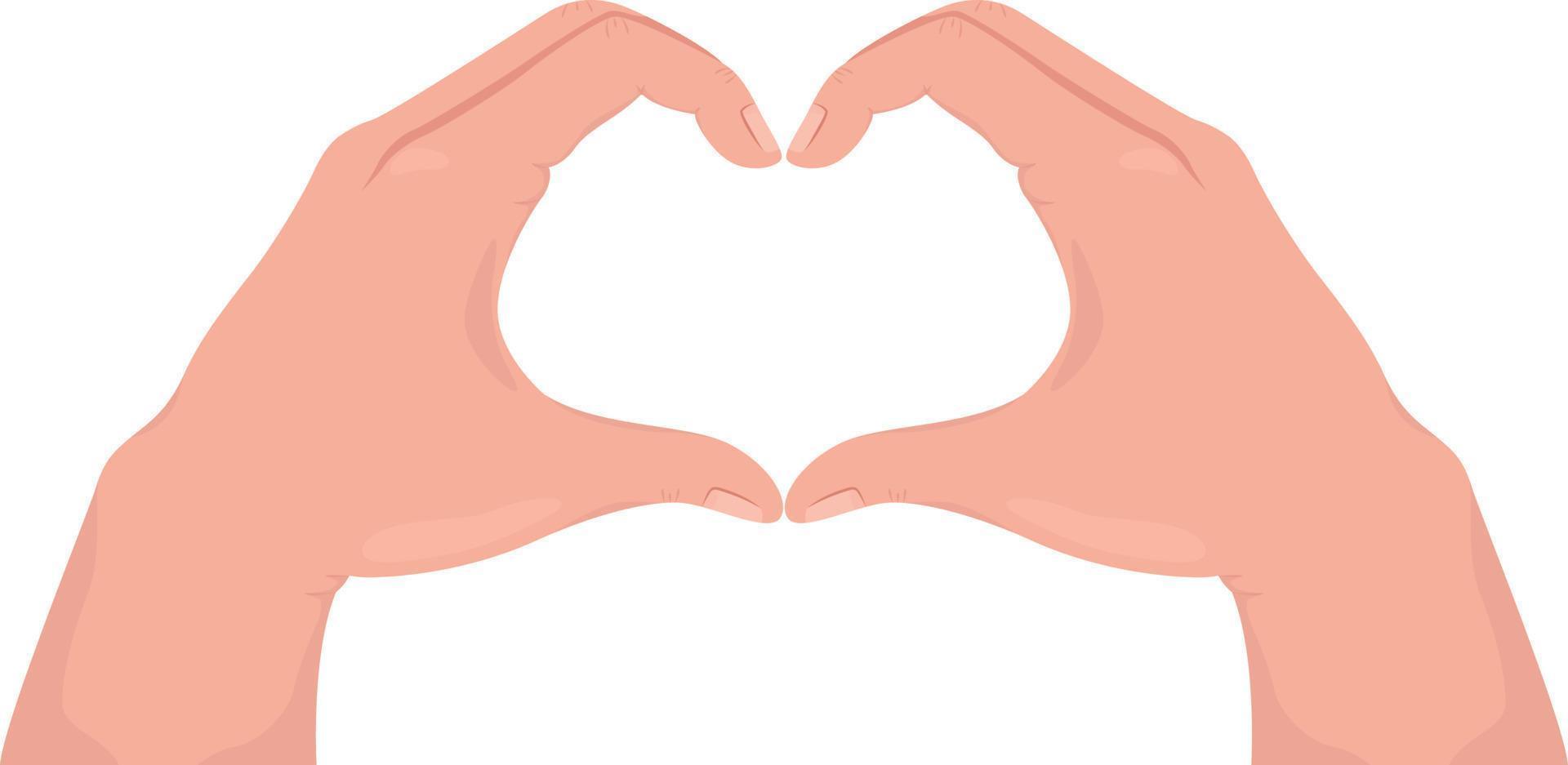 Heart shaped semi flat color vector hand gesture. Editable pose. Human body part on white. Declaration of love cartoon style illustration for web graphic design, animation, sticker pack