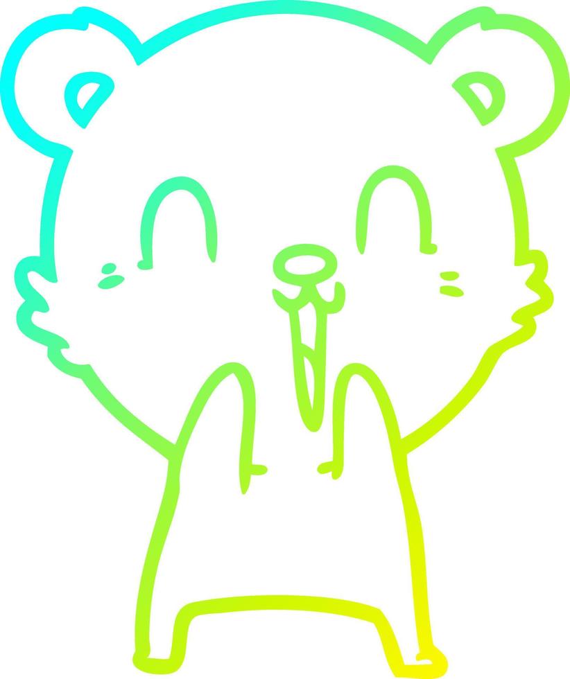 cold gradient line drawing happy cartoon polar bear vector