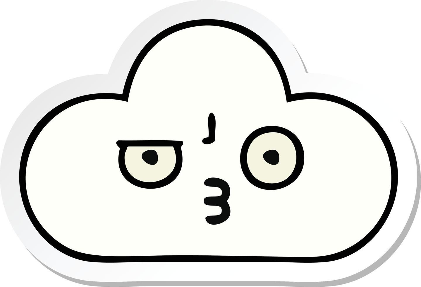 sticker of a cute cartoon white cloud vector