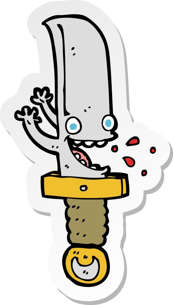 sticker of a crazy knife cartoon character vector