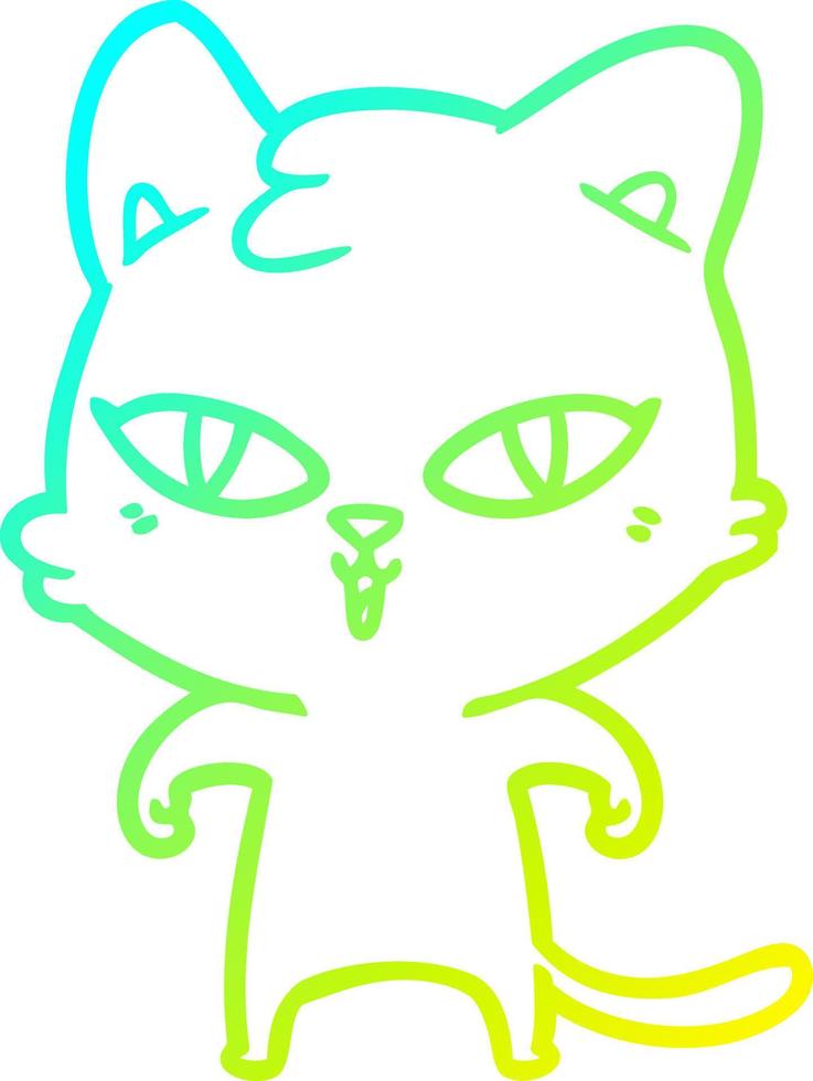 cold gradient line drawing cartoon cat vector