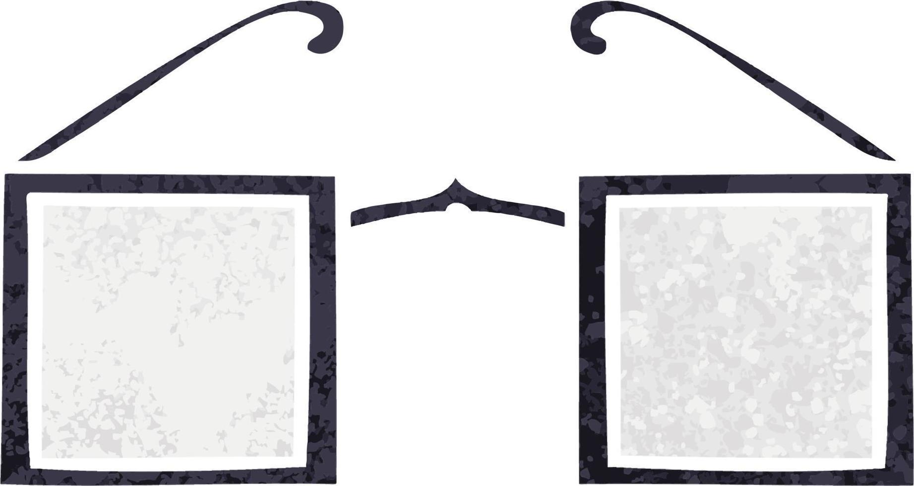 retro illustration style cartoon square glasses vector