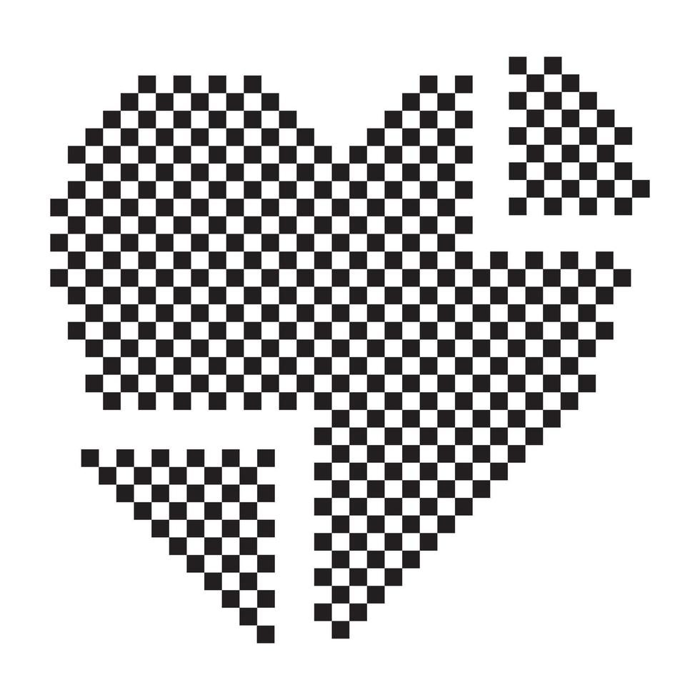 Pixel heart or pixelation heart's flat vector icon for apps and website