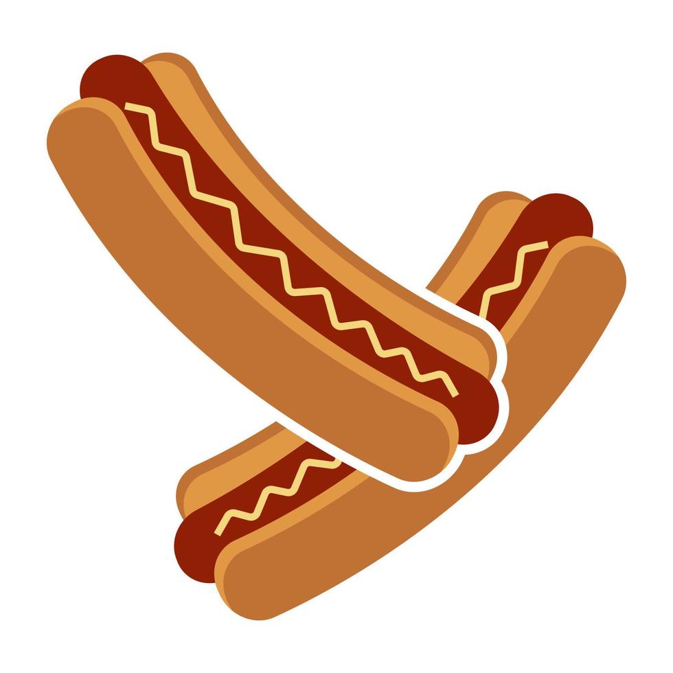 Hot Dog sausage or hotdog flat color icon for apps and websites vector