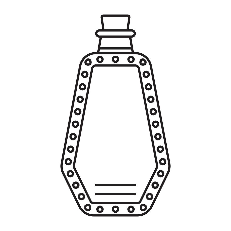 icono de vector de arte de línea una botella de vidrio antigua con tapón de corcho para aplicaciones o sitios web