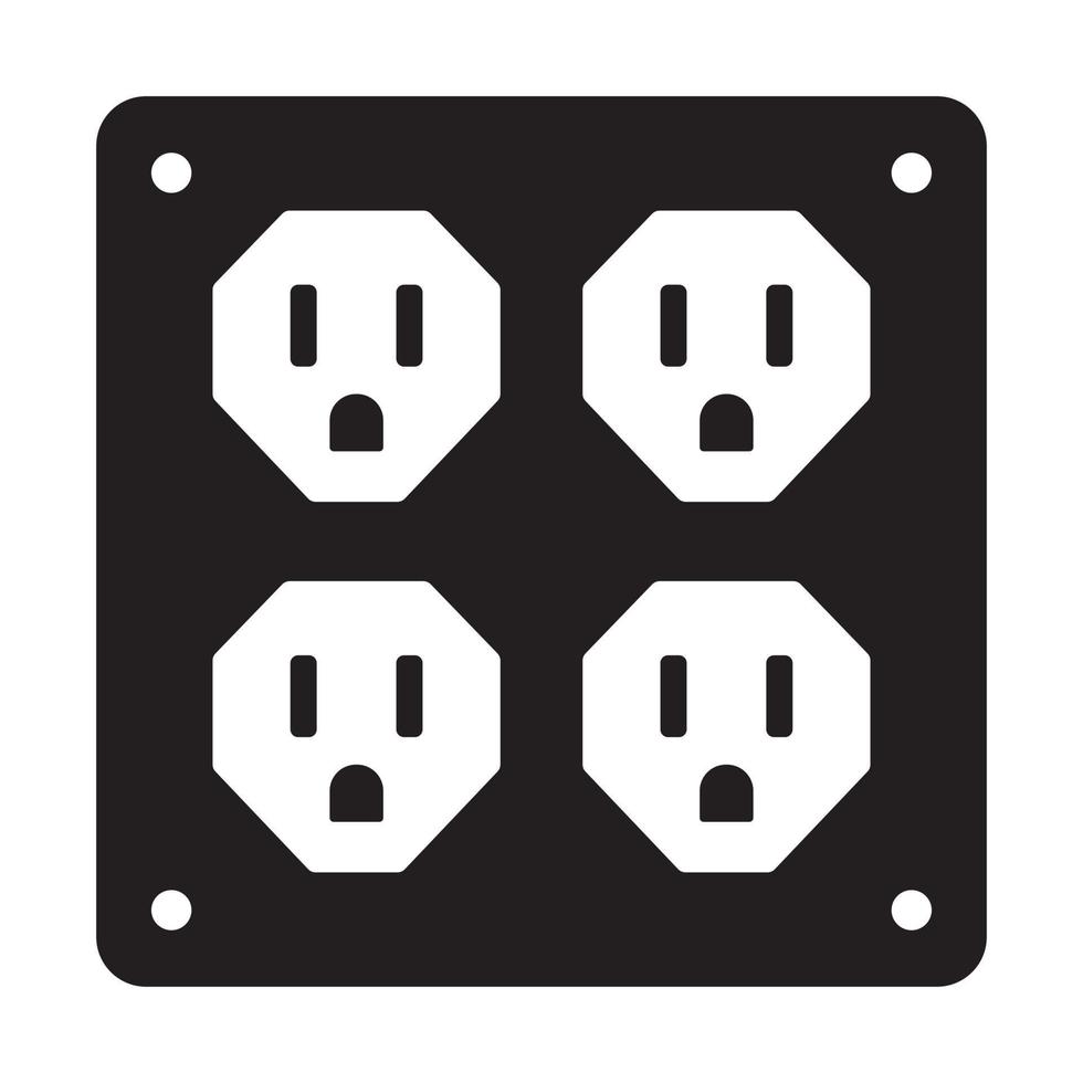 Four nema 5-15 power outlet flat vector icon for apps or websites