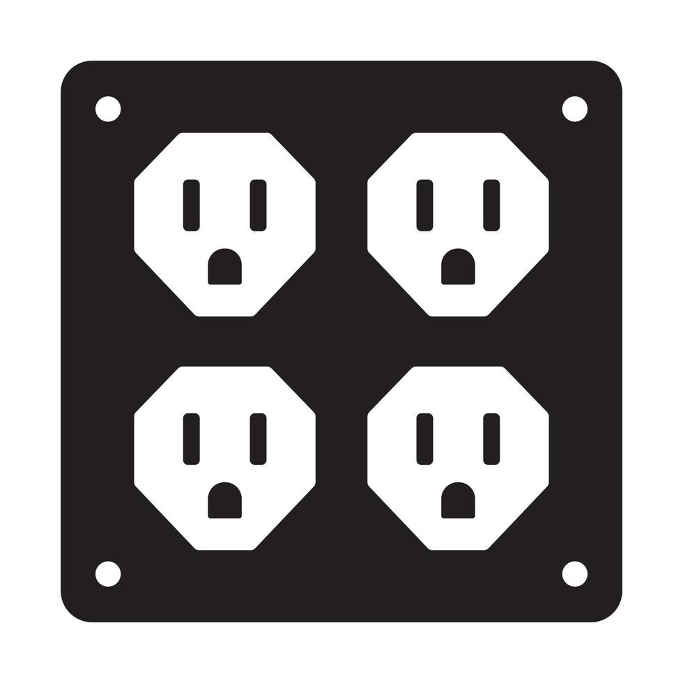 Four nema 5-15 power outlet flat vector icon for apps or websites