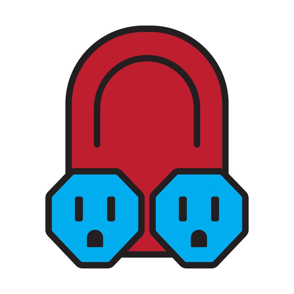 Nema 5-15 power outlet flat color icon for apps or websites vector