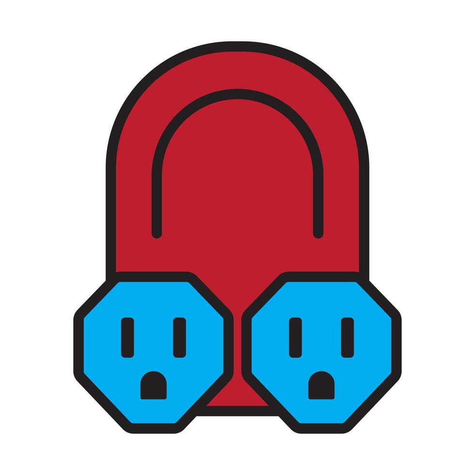 Nema 5-15 power outlet flat color icon for apps or websites vector