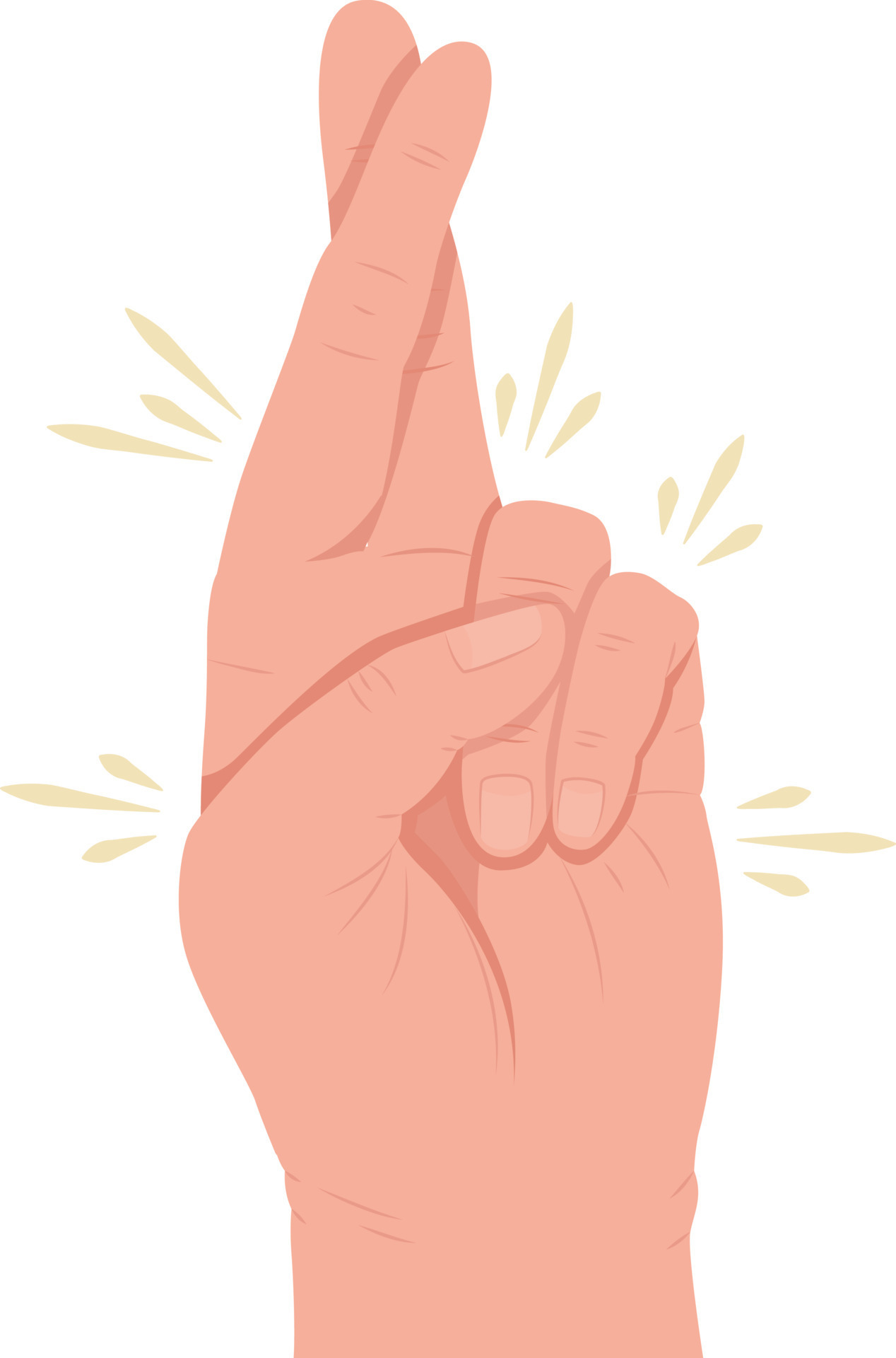 gesto de mano vectorial de color semiplano con los dedos cruzados pose