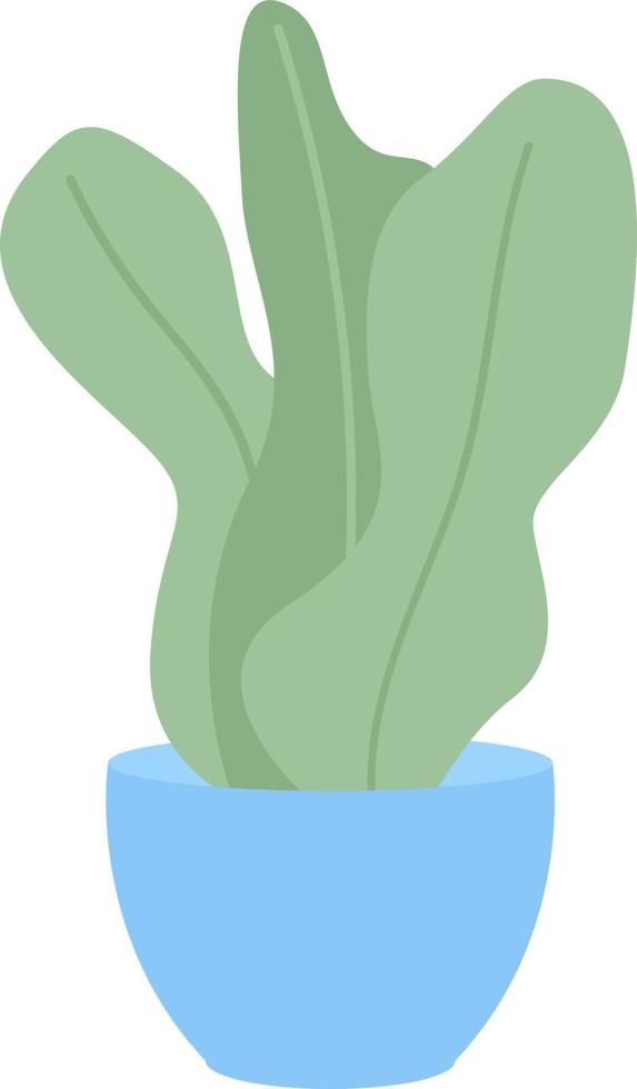 planta de maceta con hojas grandes objeto de vector de color semiplano. figura editable. artículo de tamaño completo en blanco. ilustración de estilo de dibujos animados simple de planta de interior para diseño gráfico web y animación