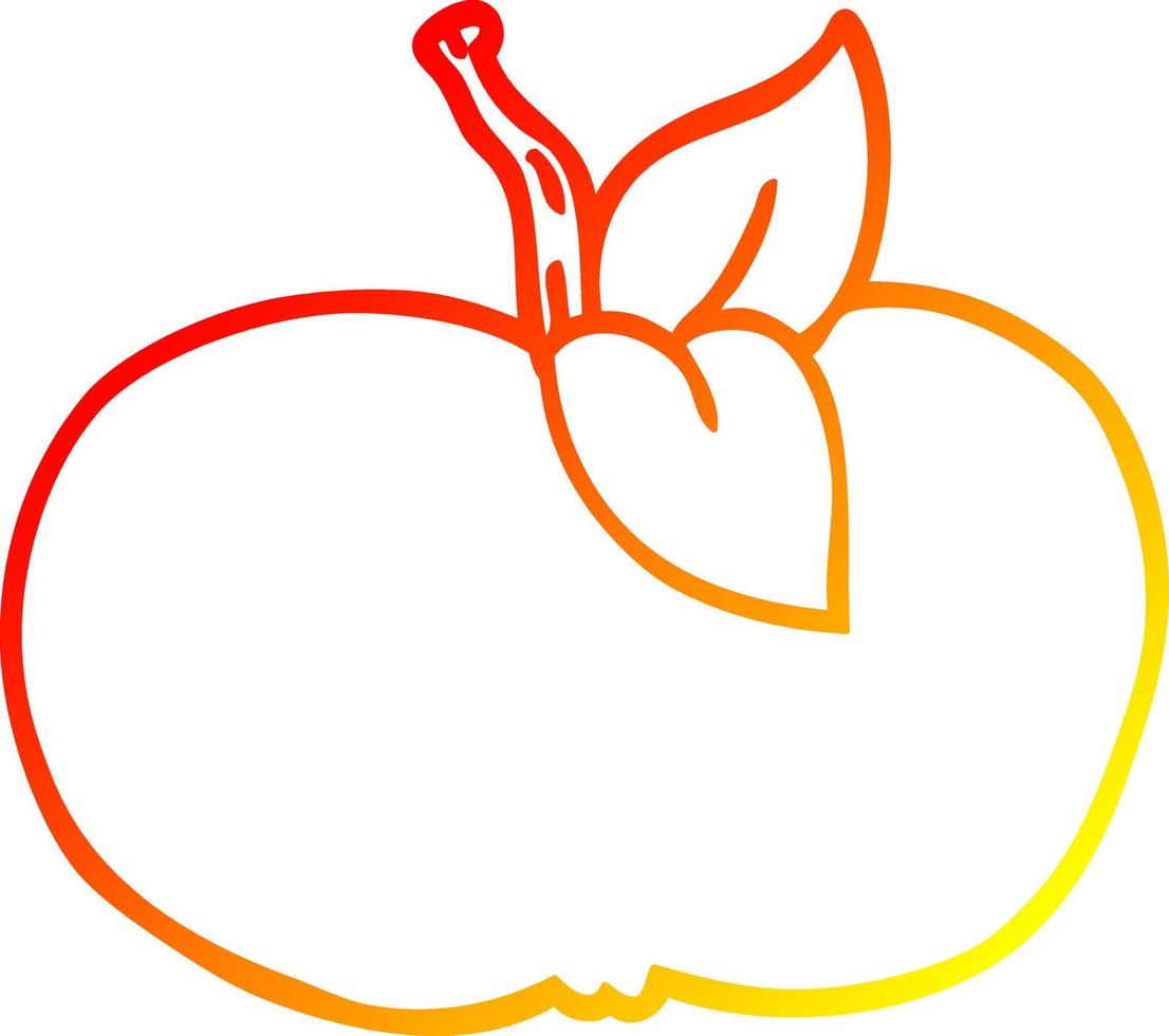 warm gradient line drawing cartoon juicy apple vector