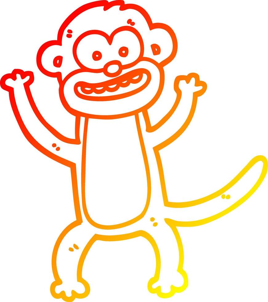 warm gradient line drawing cartoon monkey vector