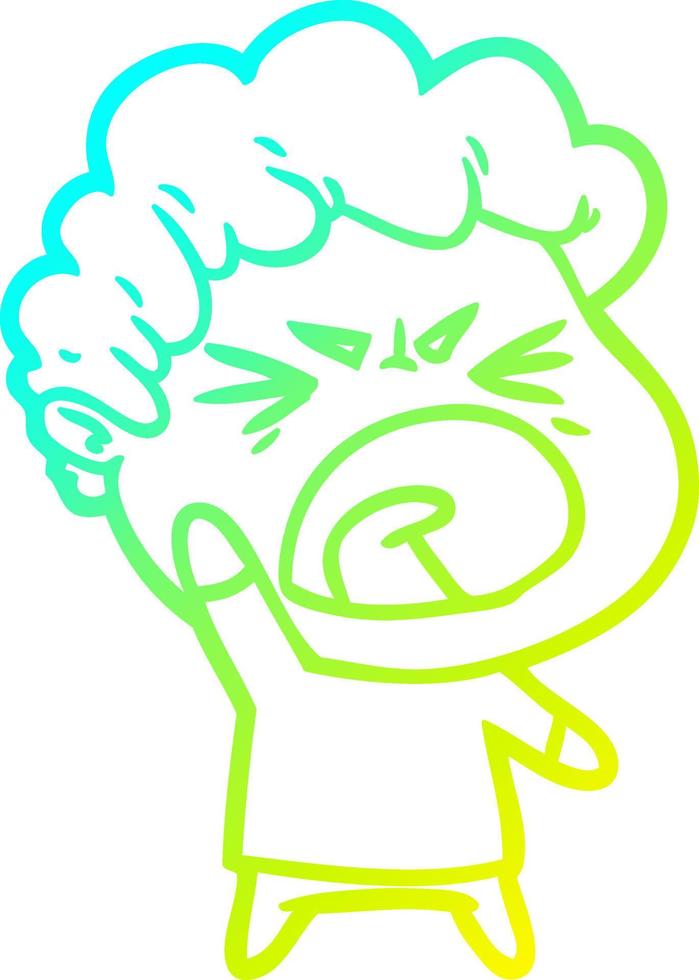 cold gradient line drawing cartoon furious man vector