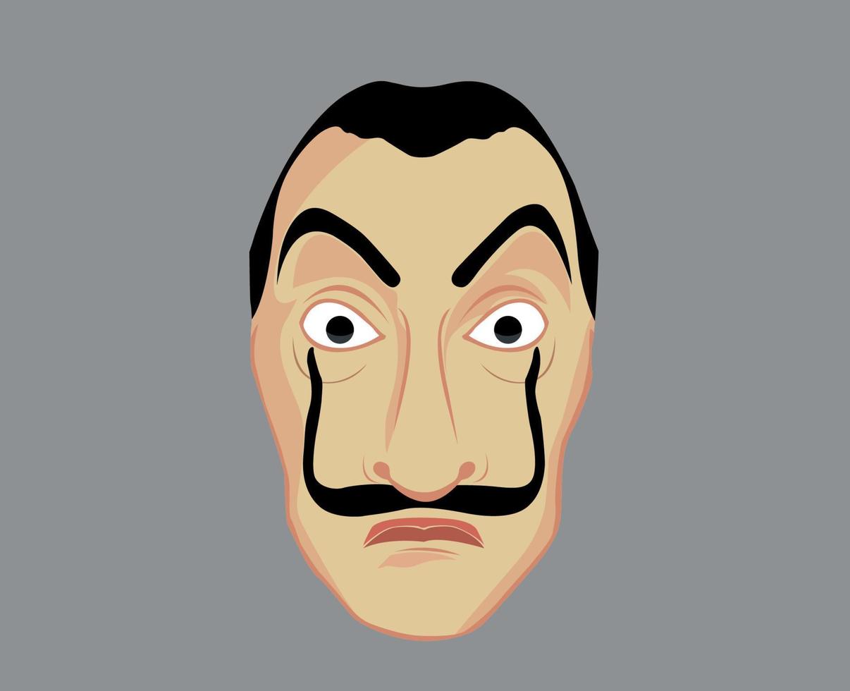 Dali Mask La Casa De Papel Design Graphic Netflix Film Abstract Vector Illustration Money Heist in Gray Background