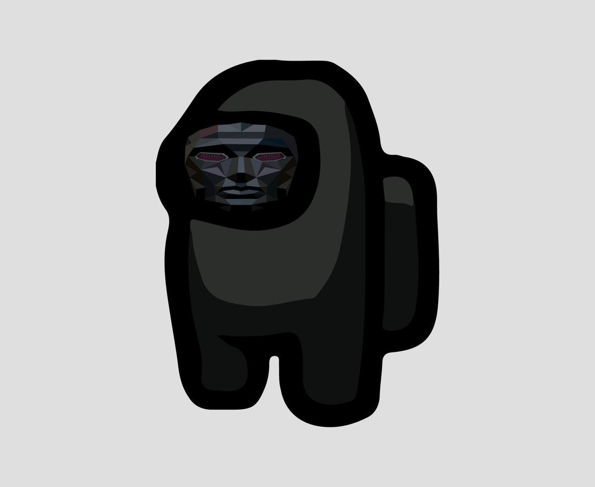 Squid game Among Us Design Clothes Mask Captain Black Symbol of character from the game South Korea Film Vector illustration graphic