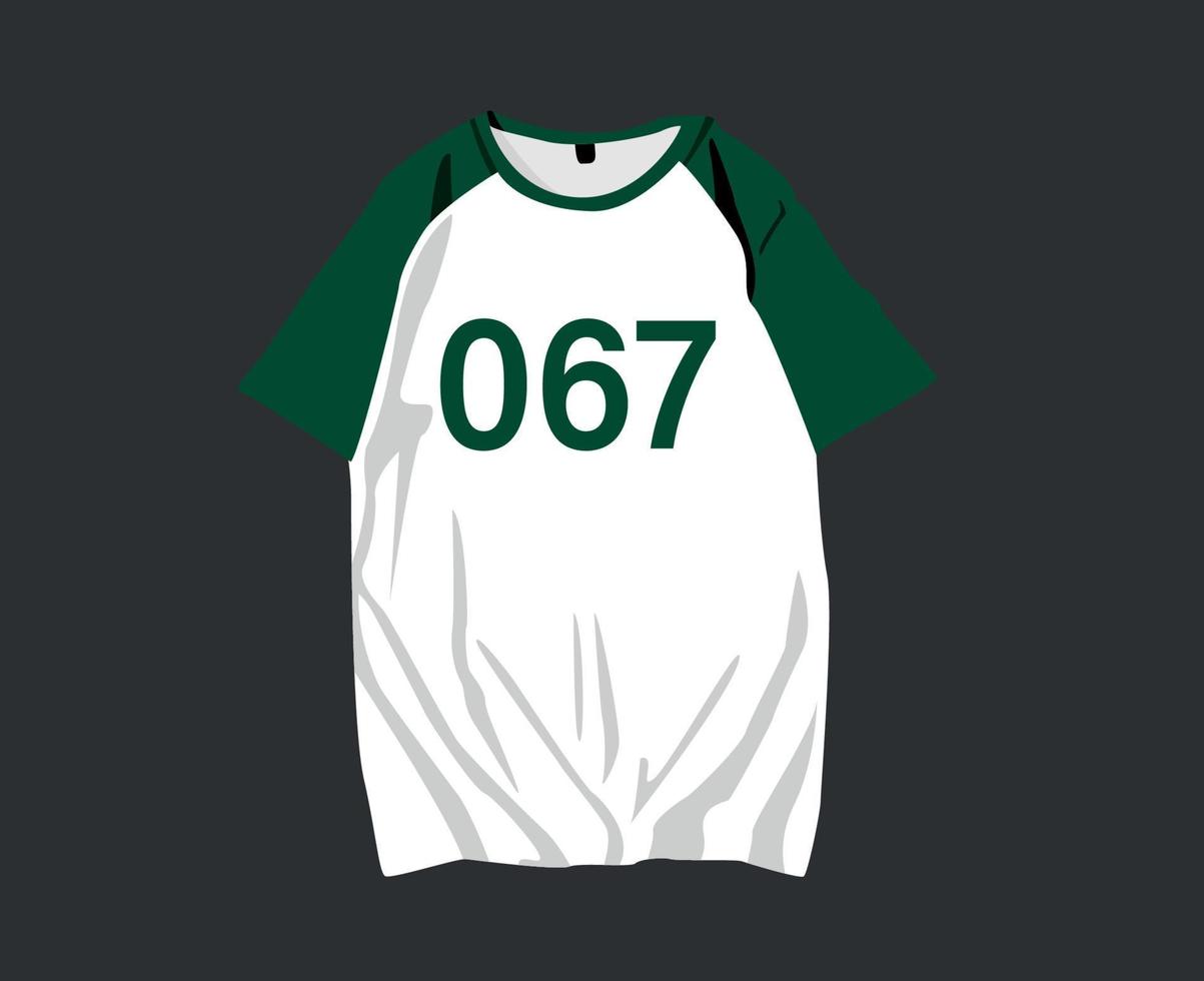 Squid game Shirt Number 067 Kang sae-byeok character Player Design Clothes Green kang sae-byeok South Korea Film Vector illustration graphic