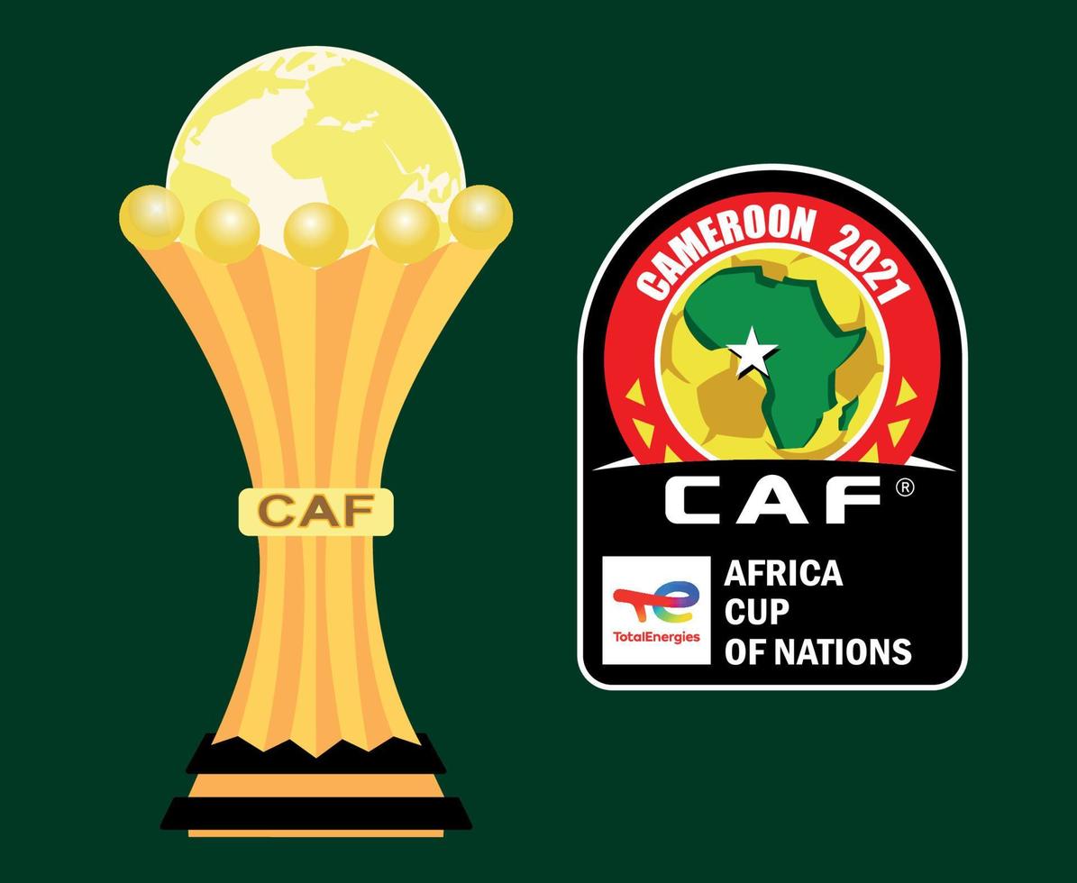logotipo de can camerún 2021 y diseño de trofeo de fútbol de la copa africana ilustración vectorial vector