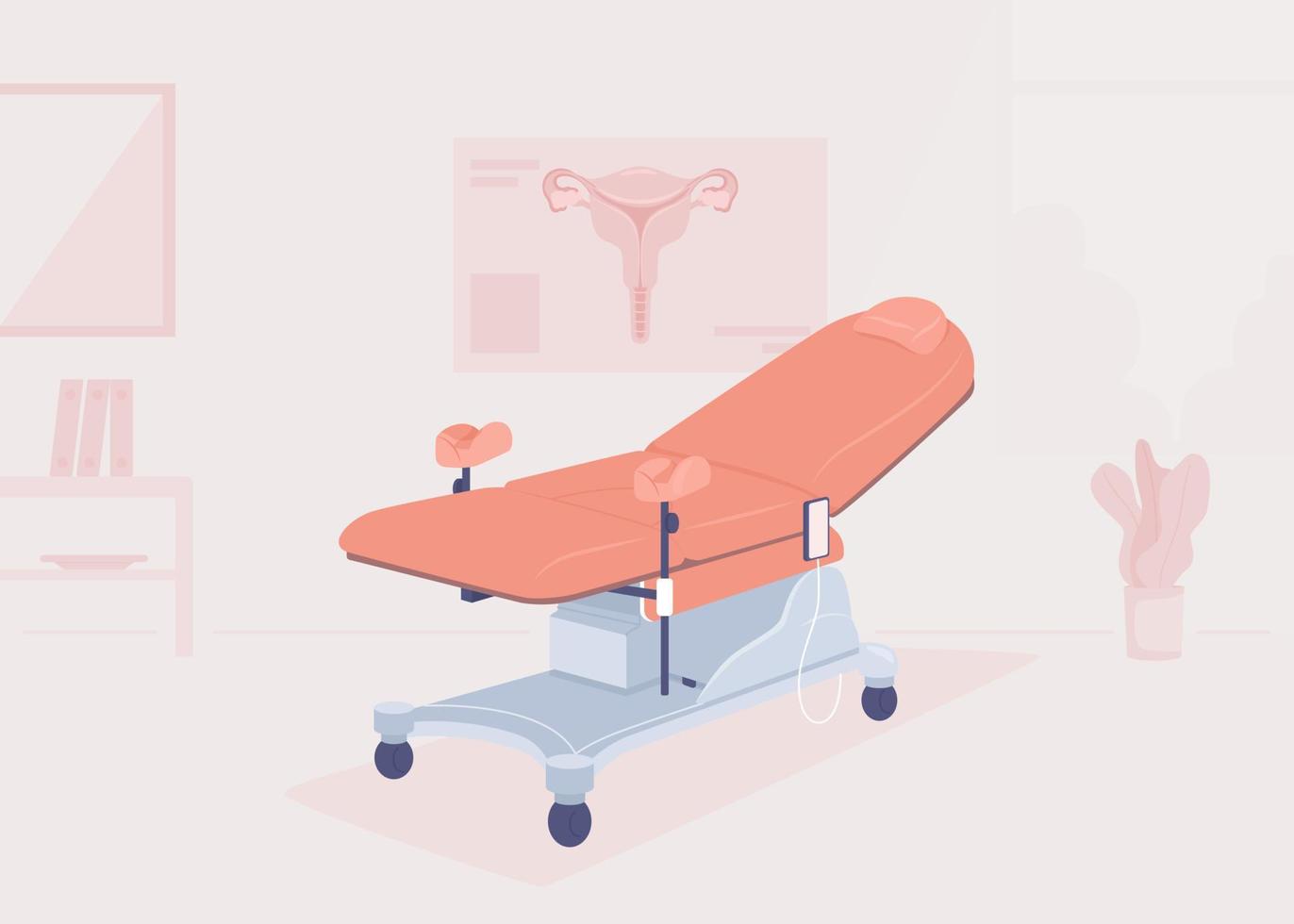 gyn chair drawing Gynecologist office flat color vector illustration. Examination chair for  women. Female health. Doctor appointment. Fully editable 2D simple cartoon  interior with hospital on background 10503999 Vector Art at Vecteezy