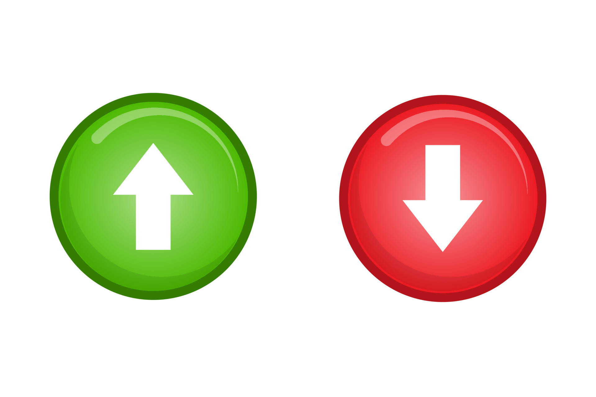 Arrow Up On Green Circle And Arrow Down On Red Circle Icon Vector For 