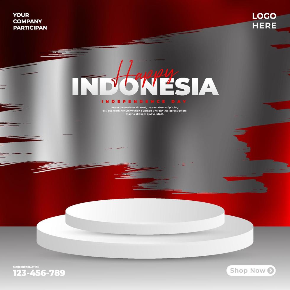 17 de agosto, diseño del día de la independencia de Indonesia, adecuado para carteles, pancartas, publicaciones en redes sociales vector