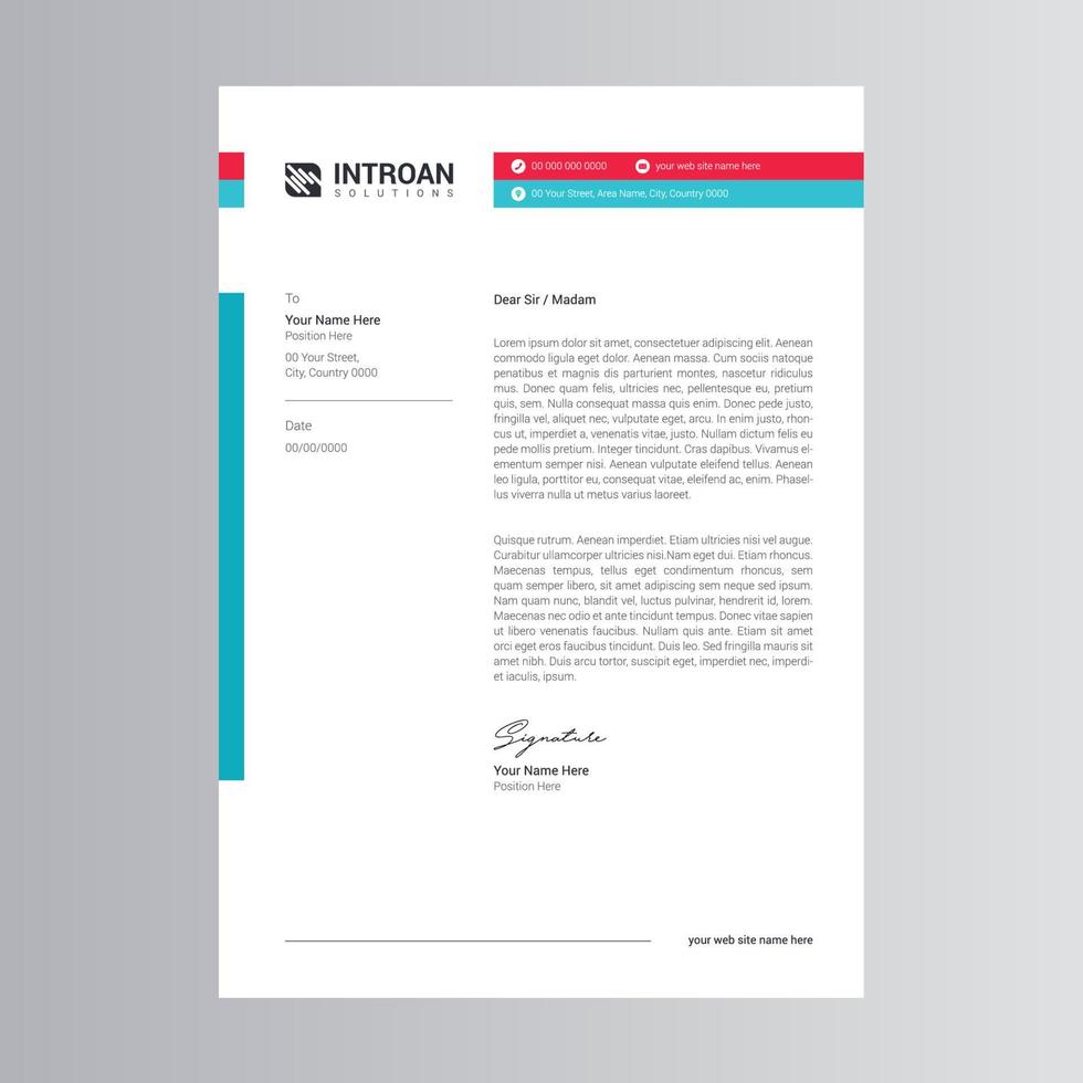 Clean and Modern Letterhead Template vector