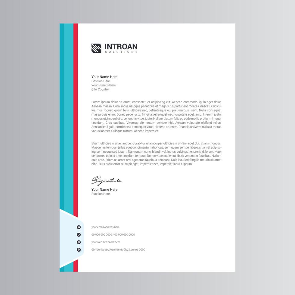 Clean and Modern Letterhead Template vector