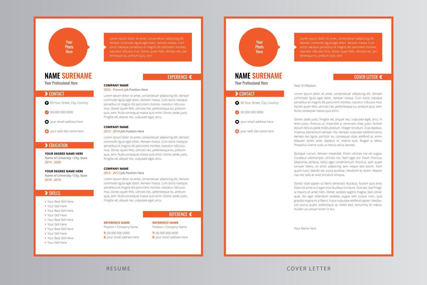 Clean Resume or CV and Cover Letter Template. Free Download vector