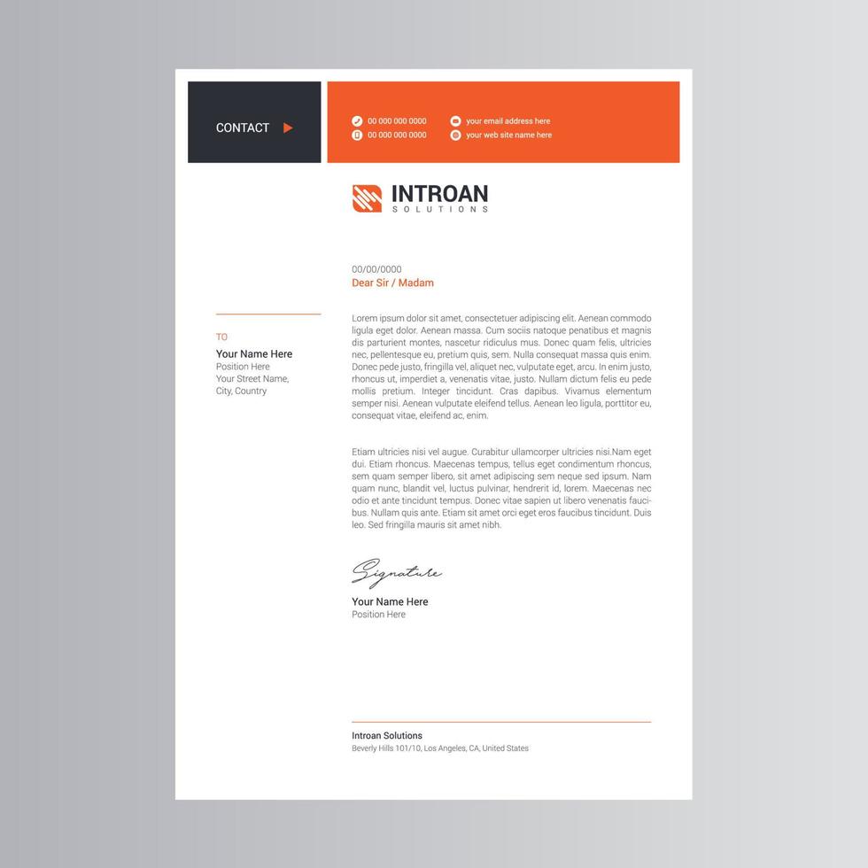 Clean and Modern Letterhead Template vector