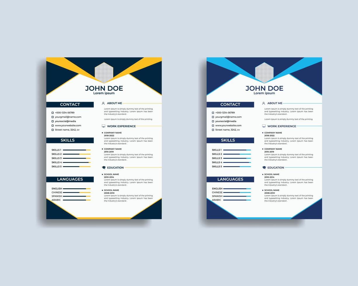 Professional cv template design vector