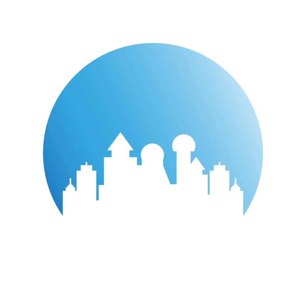 urban cityscape on blue circle background vector illustration