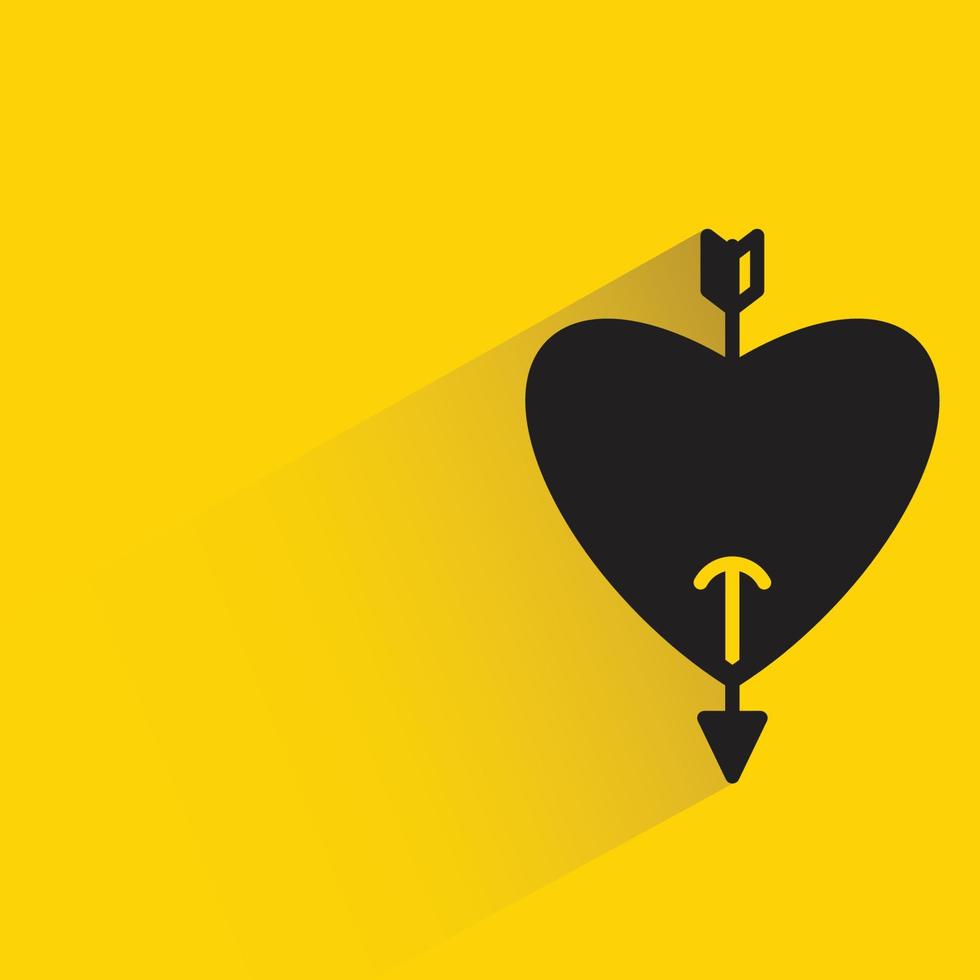 heart and arrow on yellow background vector illustration