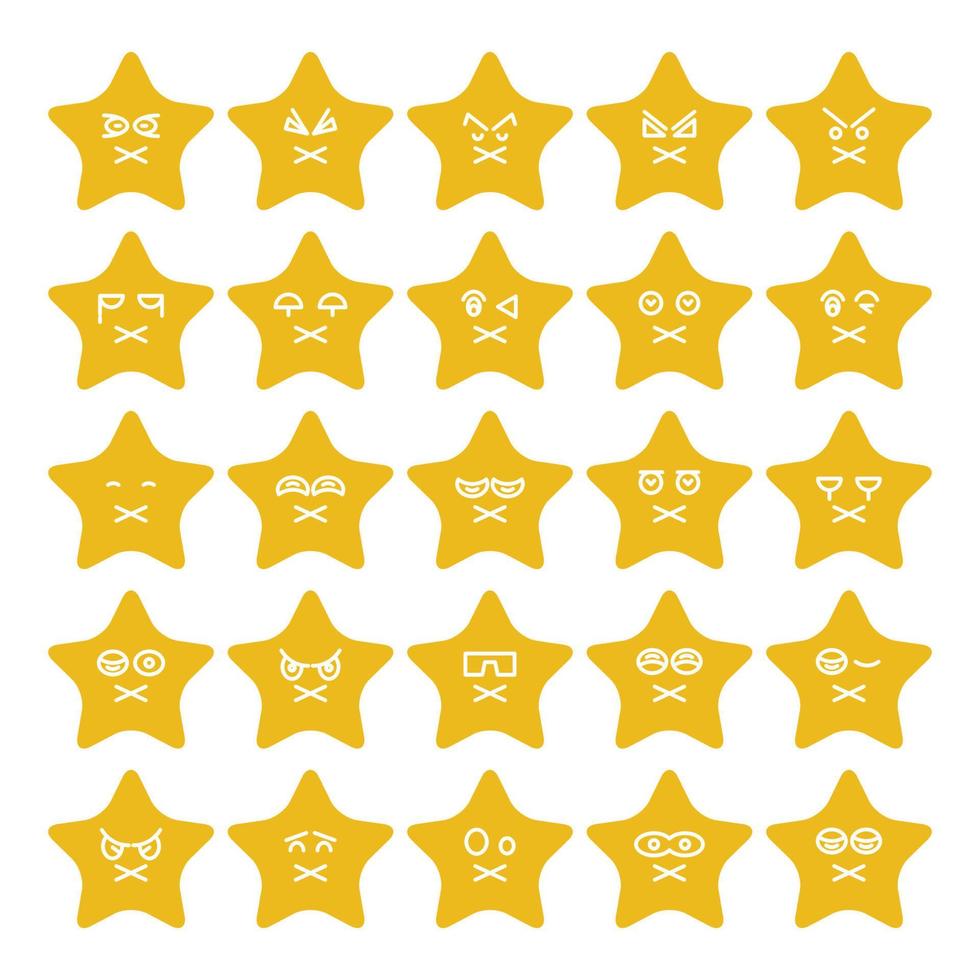 conjunto de emoticonos de estrella muda vector