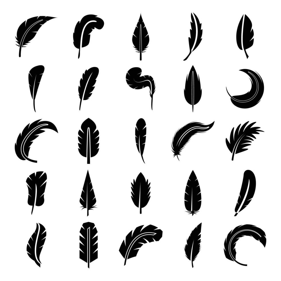 conjunto de plumas de silueta vector