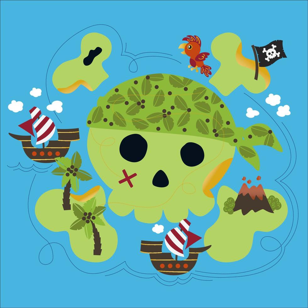 ilustración de dibujos animados de isla pirata de niños vector