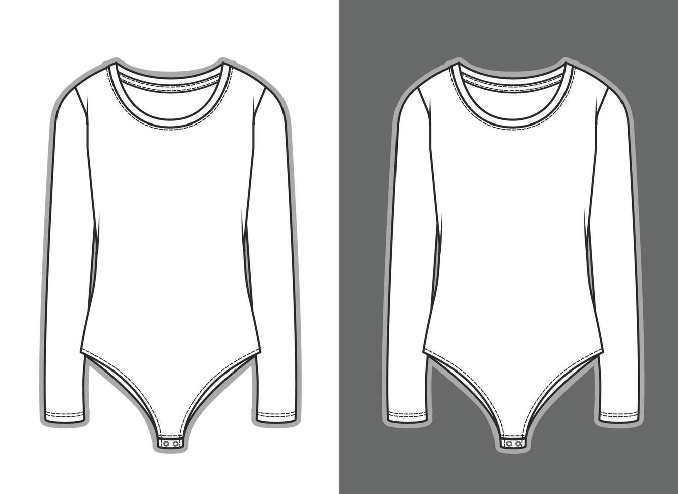 Long sleeves bodysuit garment sketch fashion illustration vector