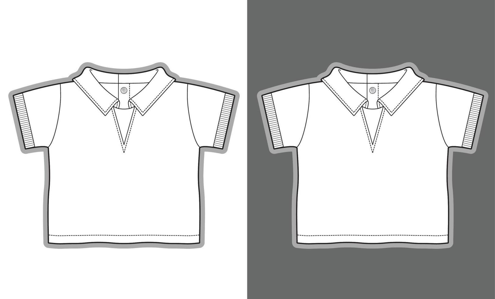 bosquejo de la moda de la plantilla de la prenda de la camisa de los niños vector