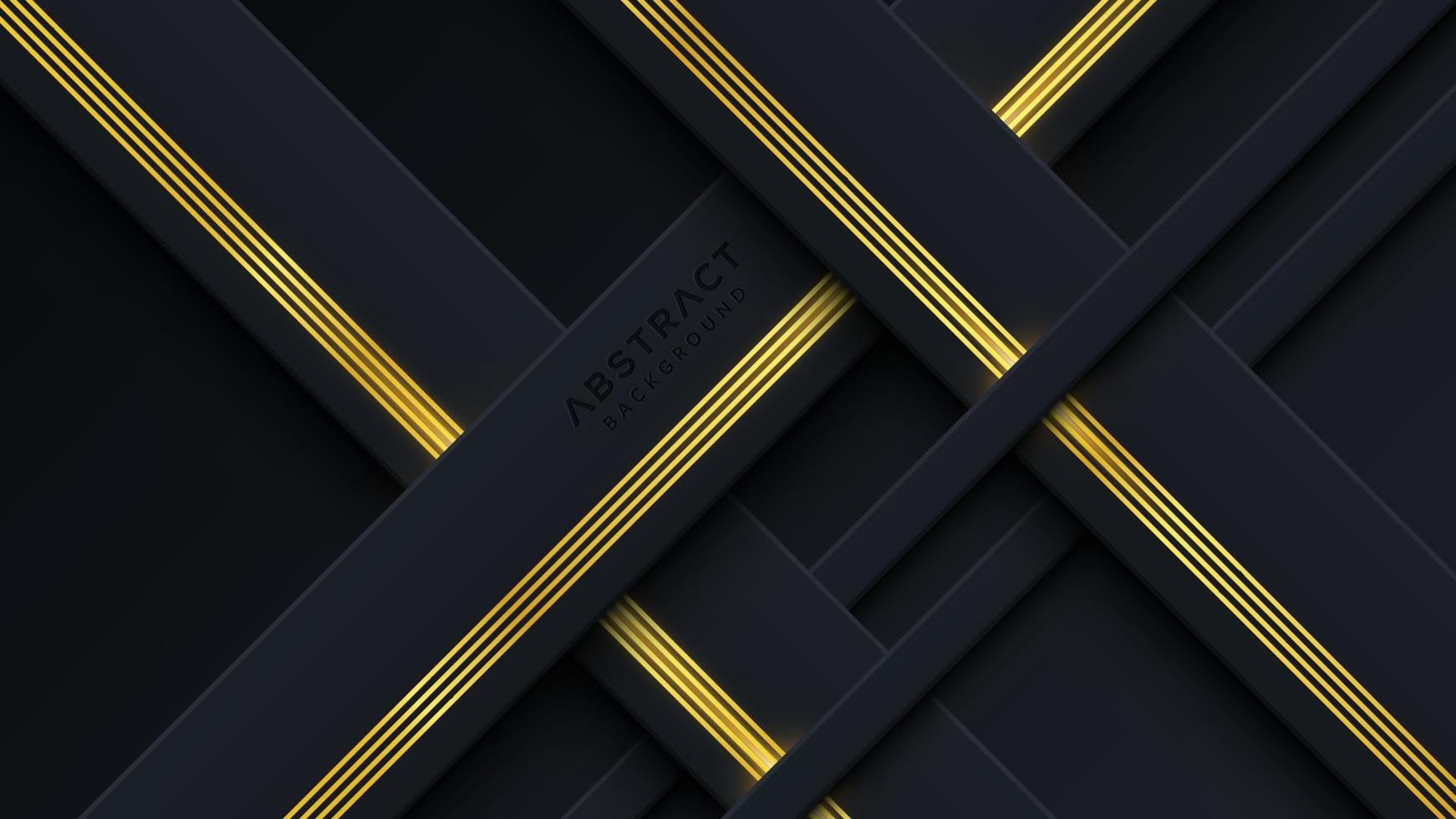 Abstract dark background with diagonal golden lines vector