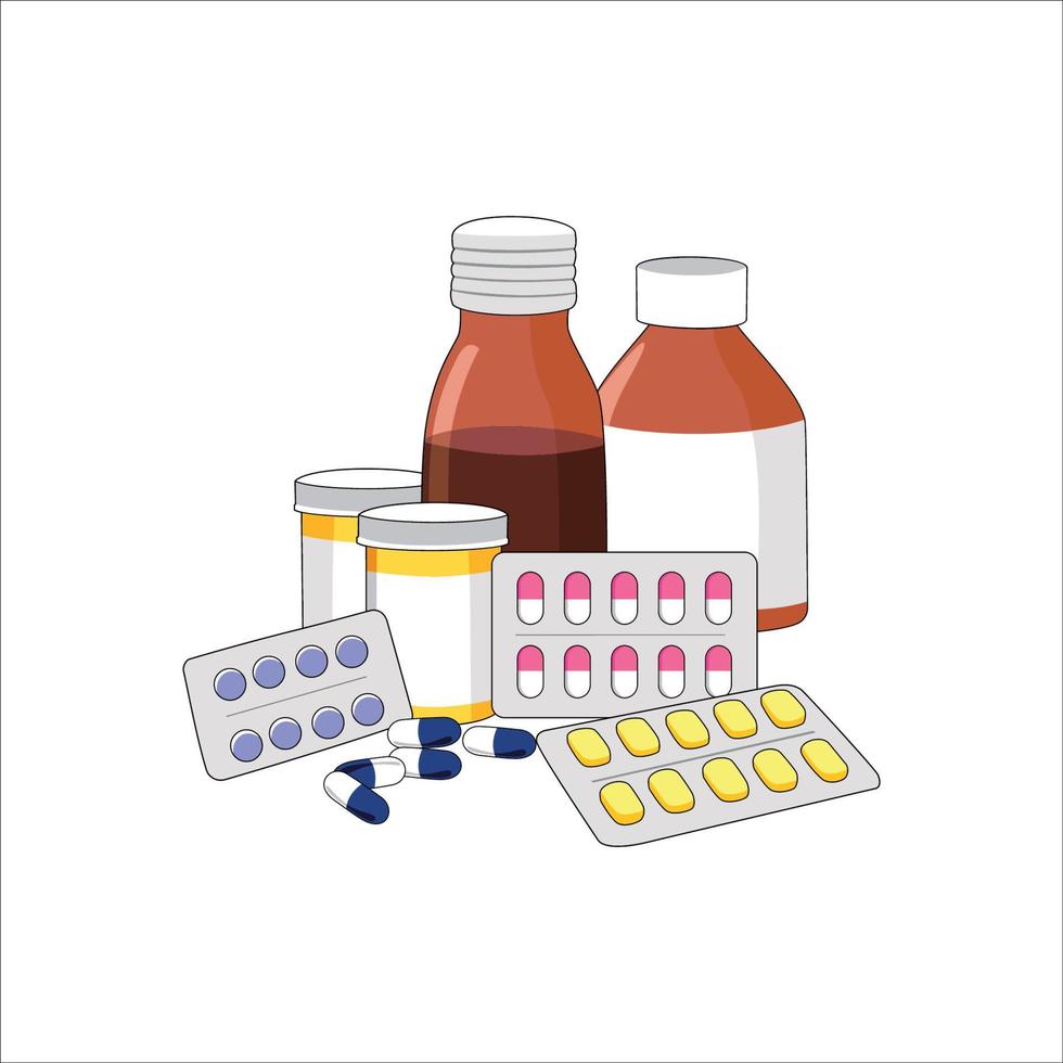 medicine vector illustration. pills, tablet, capsule for health care