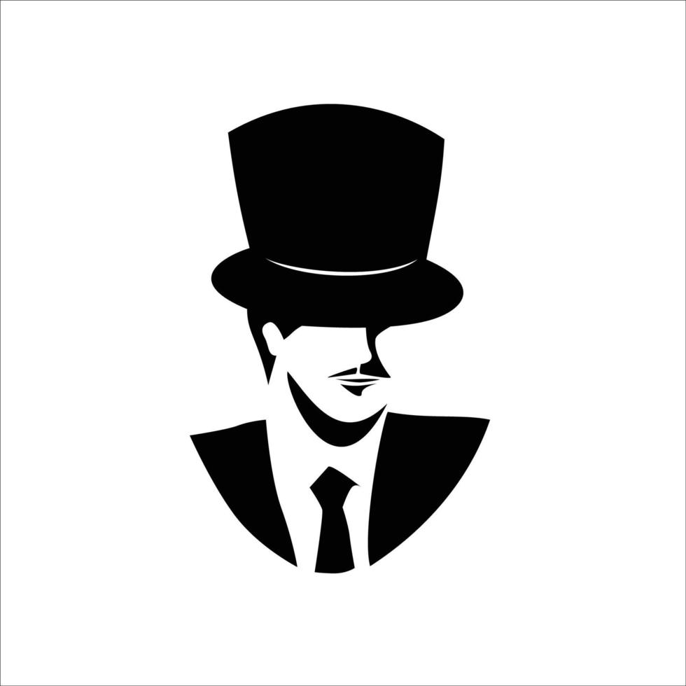 gentleman logo vector illustration. man wear tuxedo silhouette.