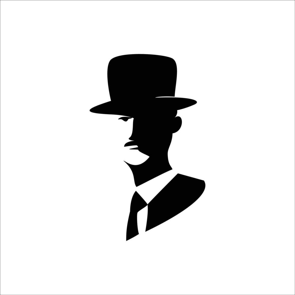 gentleman logo vector illustration. man wear tuxedo silhouette.