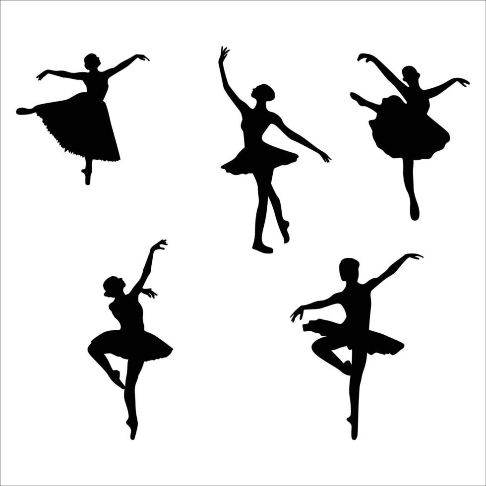 set of ballerina silhouette. dancer sign and symbol. vector